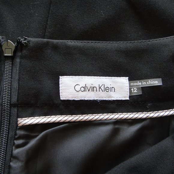 Black Straight Skirt Lined Pocket Light Stretch - Picture 6 of 9